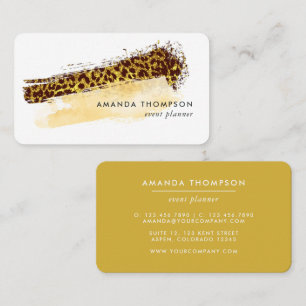 Gold Leopard Print Modern Event Planners Business Card
