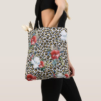 Gold Leopard Print Red White Floral