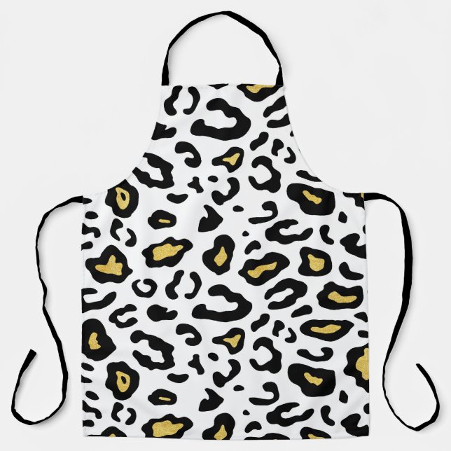 Gold leopard print, seamless pattern. apron (Front)