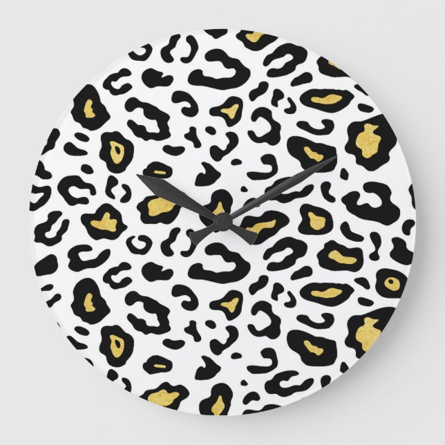 Gold leopard print, seamless pattern. large clock (Front)