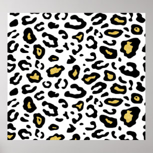 Gold leopard print, seamless pattern. poster