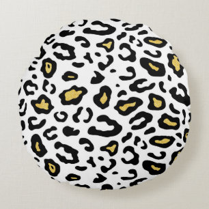 Gold leopard print, seamless pattern. round cushion