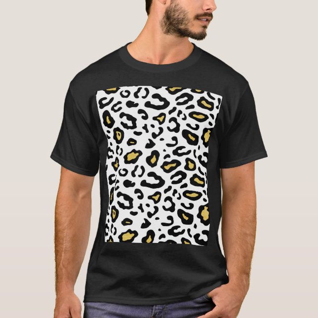 Gold leopard print, seamless pattern. T-Shirt (Front)