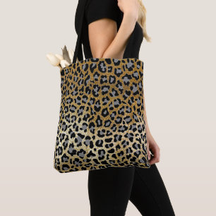 Gold Leopard Print Tote Bag