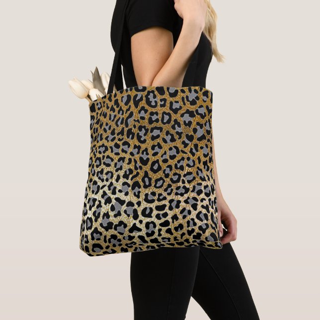 Gold Leopard Print  Tote Bag (Close Up)