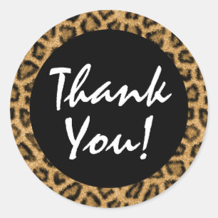 Gold Leopard Print Trendy Fur Pattern Thank You Classic Round Sticker