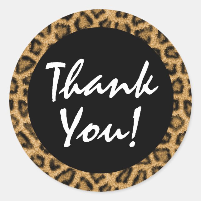Gold Leopard Print Trendy Fur Pattern Thank You Classic Round Sticker (Front)
