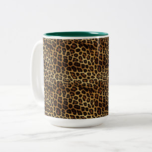 Gold Leopard Print Two-Tone Coffee Mug