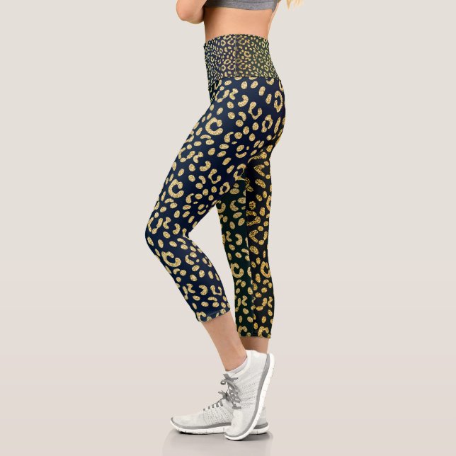 Gold Leopard-skin Spots Capri Leggings (Left)