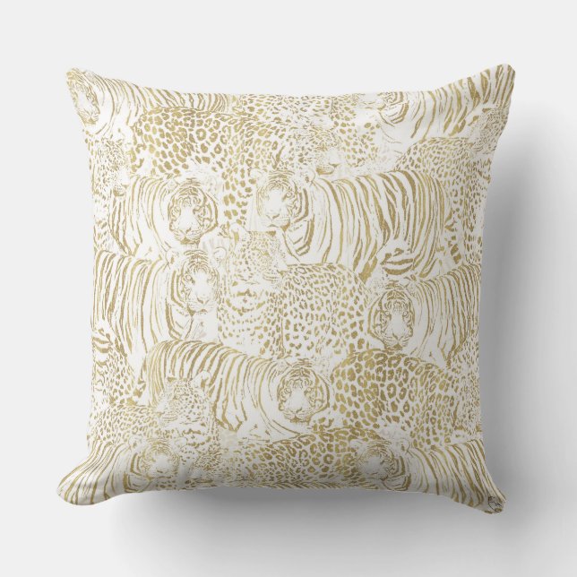Gold Leopard Tiger Animals Cushion (Front)