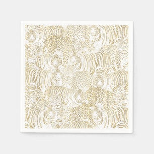 Gold Leopard Tiger Animals Napkin