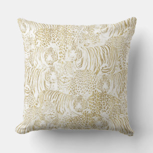 Gold Leopard Tiger Animals Pattern Cushion