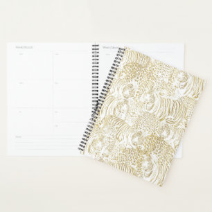 Gold Leopard Tiger Animals Pattern Planner