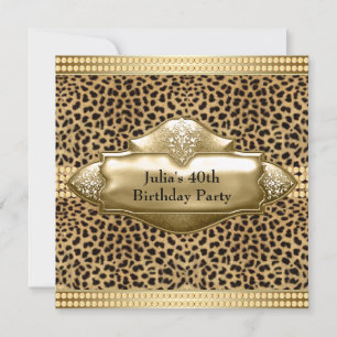 Gold Leopard Womans Birthday Party Invitation