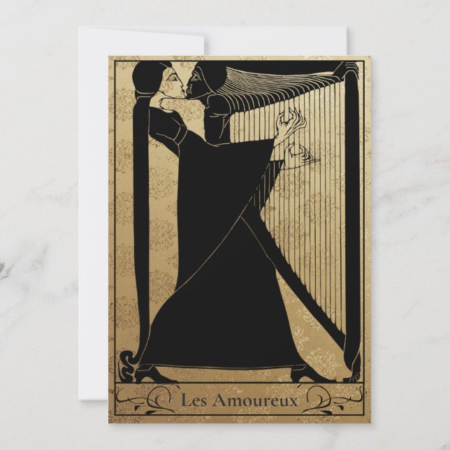 Gold Les Amoureux Wedding Save The Date (Back)