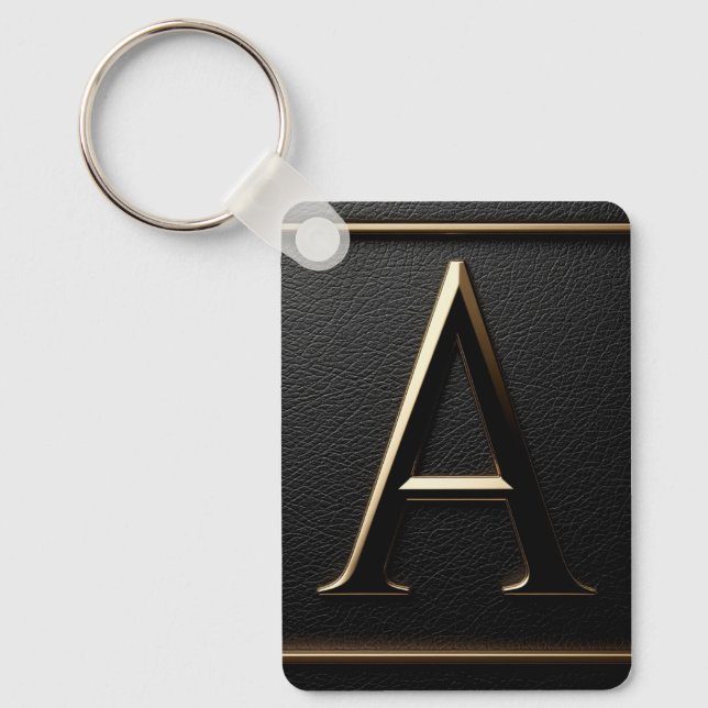 ✨ Gold Letter A Monogram Gift For Men Key Ring (Front)