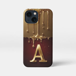 Gold Letter A Monogram With Dripping Metall iPhone 13 Mini Case