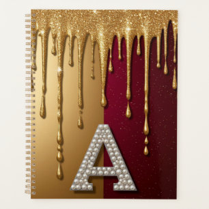 Gold Letter A Monogram With Dripping Metall Planner