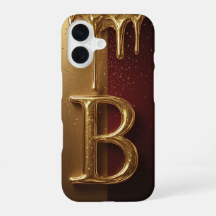 Gold Letter B Monogram With Dripping Metall iPhone 16 Case