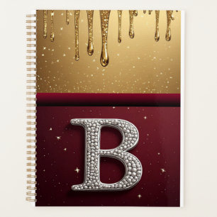 Gold Letter B Monogram With Dripping Metall Planner