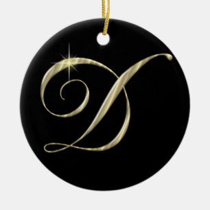 Gold Letter D Monogram Initial Ornament Fan Pull