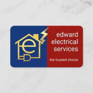 Gold Letter-e Home Electrical Circuit Business Card