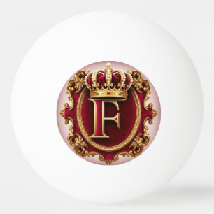 👑 Gold Letter F Crown Monogram Luxury Gift Ping Pong Ball