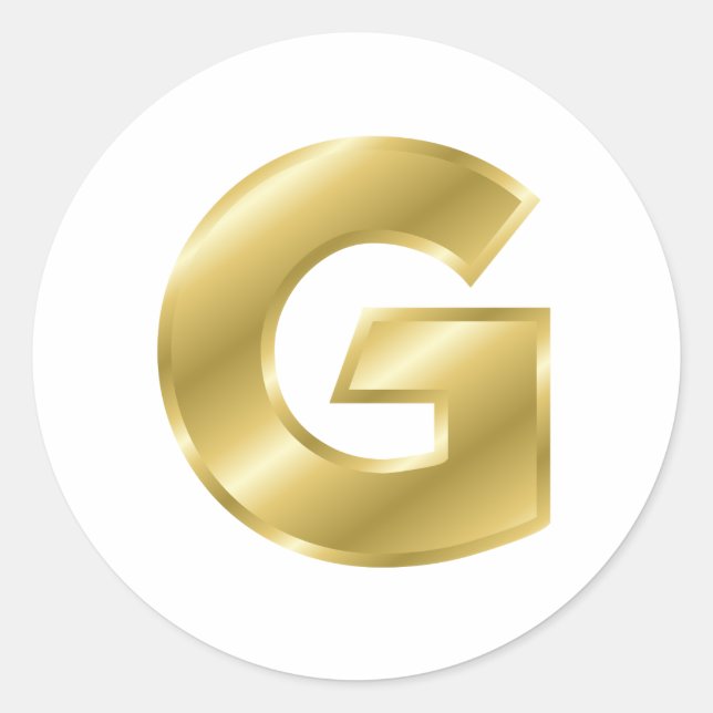 Gold Letter G Classic Round Sticker (Front)