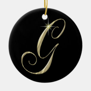 Gold Letter G Monogram Initial Ornament Fan Pull