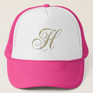 Gold Letter H Monogram Initial Gift Trucker Hat