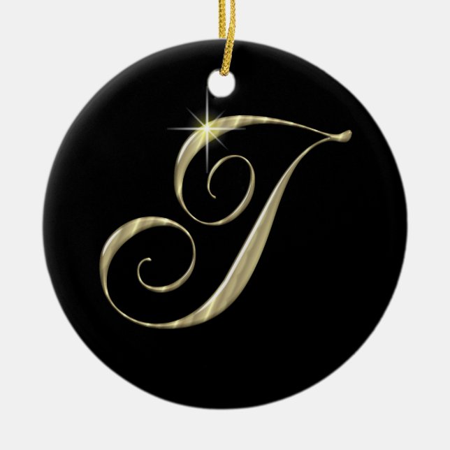 Gold Letter I Monogram Initial Ornament Fan Pull (Front)