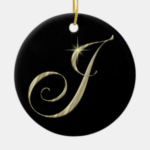 Gold Letter J Monogram Initial Ornament Fan Pull