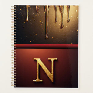 Gold Letter N Monogram With Dripping Metall Planner