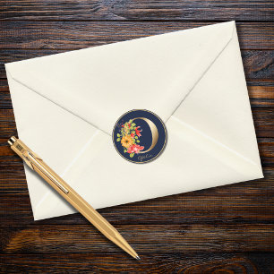 Gold Letter O Elegant Floral Monogram Classic Round Sticker