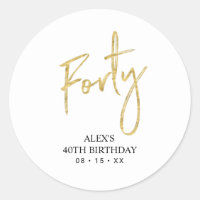 Gold Lettering Forty 40th Birthday Favour Thank yo