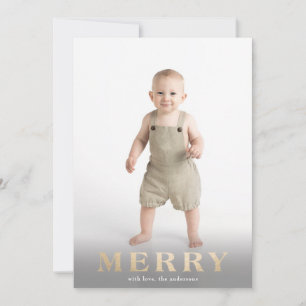 Gold Lettering Overlay Bold MERRY Photo Card