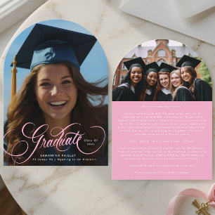 Gold Lettering Photo Arch High School Graduation Invitation
