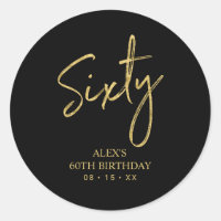 Gold Lettering Sixty 60th Birthday Party Favour Cl