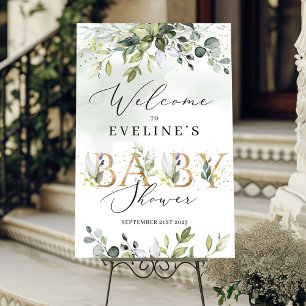 Gold letters greenery foliage boho welcome sign