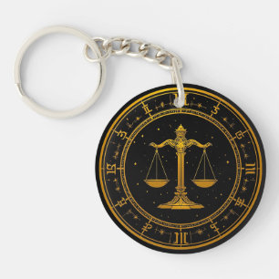 Gold Libra Astrology Gift for Libra Personality Key Ring