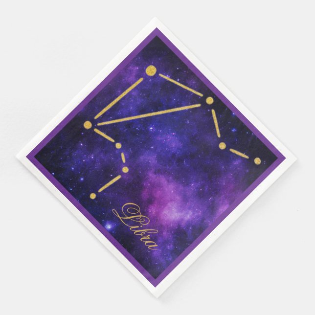 Gold Libra Constellation on Dark Galaxy | Napkin (Corner)
