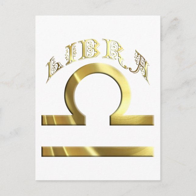 Gold Libra Symbol Astrology Zodiac Postcard (Front)