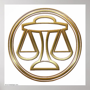 Gold Libra Zodiac Scales Astrology Sign