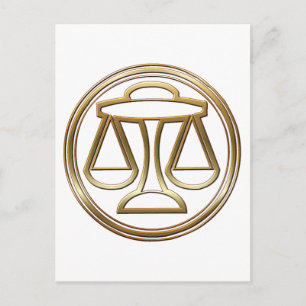 Gold Libra Zodiac Scales Astrology Sign Postcard