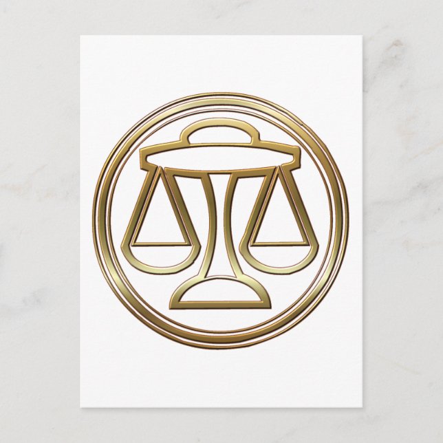 Gold Libra Zodiac Scales Astrology Sign Postcard (Front)