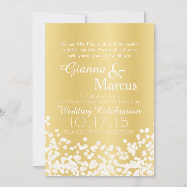 Gold Light Effect Wedding Invitation (Front)