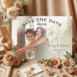Gold Light Effects Typography Photo Save the Date Invitation