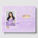 Gold Light Purple Rose Elegant Photo Quinceanera Guest Book<br><div class="desc">Create your own enchanting quinceañera guest books with elegant options available in both gold and silver. Utilise the easy DIY template designed in beautiful shades of light purple to create a personalised touch. Perfect for many occasions such as a lavender-themed sweet 16 party, Mexican 15th birthday quince, fairy tale weddings,...</div>