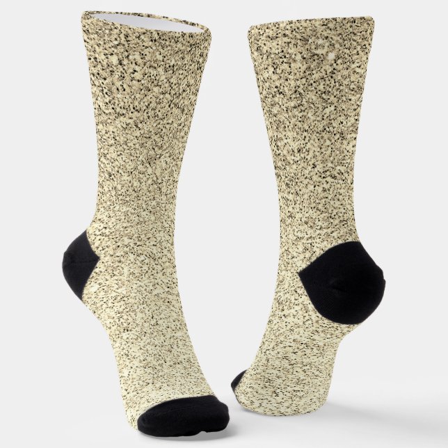 Gold light soft faux glitter sparkles socks (Angled)