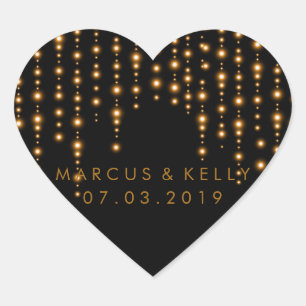 Gold Light Strings   Wedding Heart Sticker